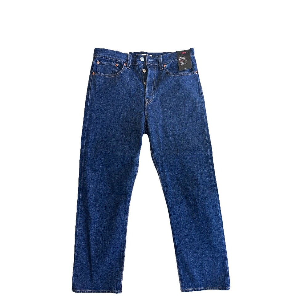 Levi’s Wedgie Straight Jeans Women Dark Wash 100% Cotton High Rise Button 29x26